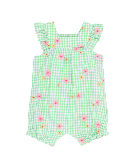 Grow Wild Embroidered Check Romper