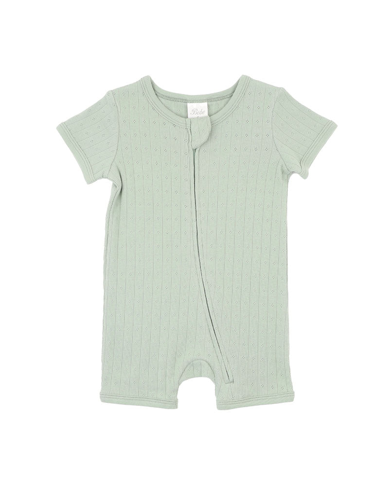 Sage Organic Pointelle SS Zipsuit