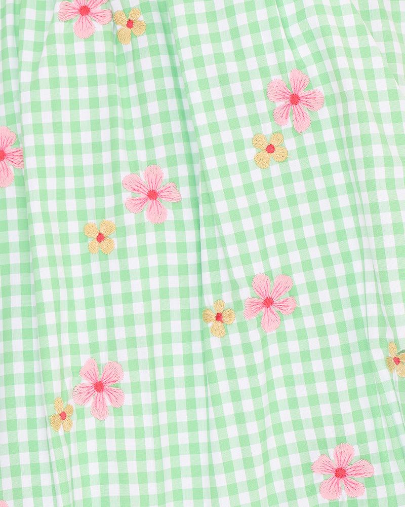 Grow Wild Embroidered Check Romper