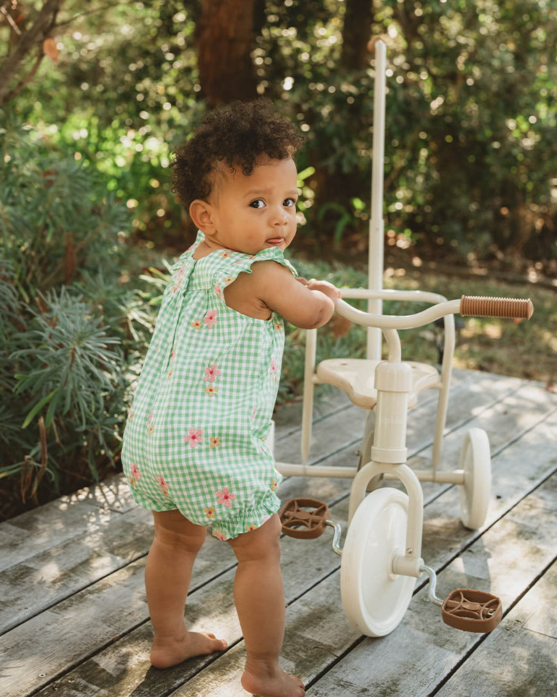 Grow Wild Embroidered Check Romper