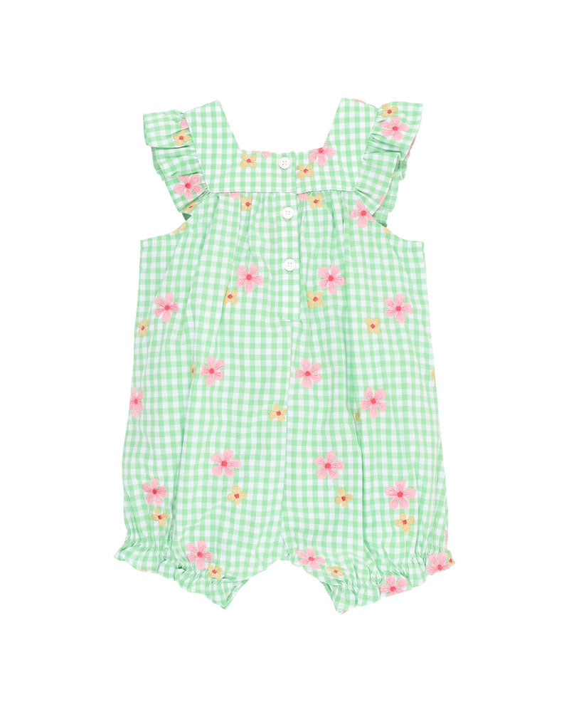 Grow Wild Embroidered Check Romper