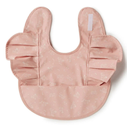 Dusty Rose Flower Frill Snuggle Bib