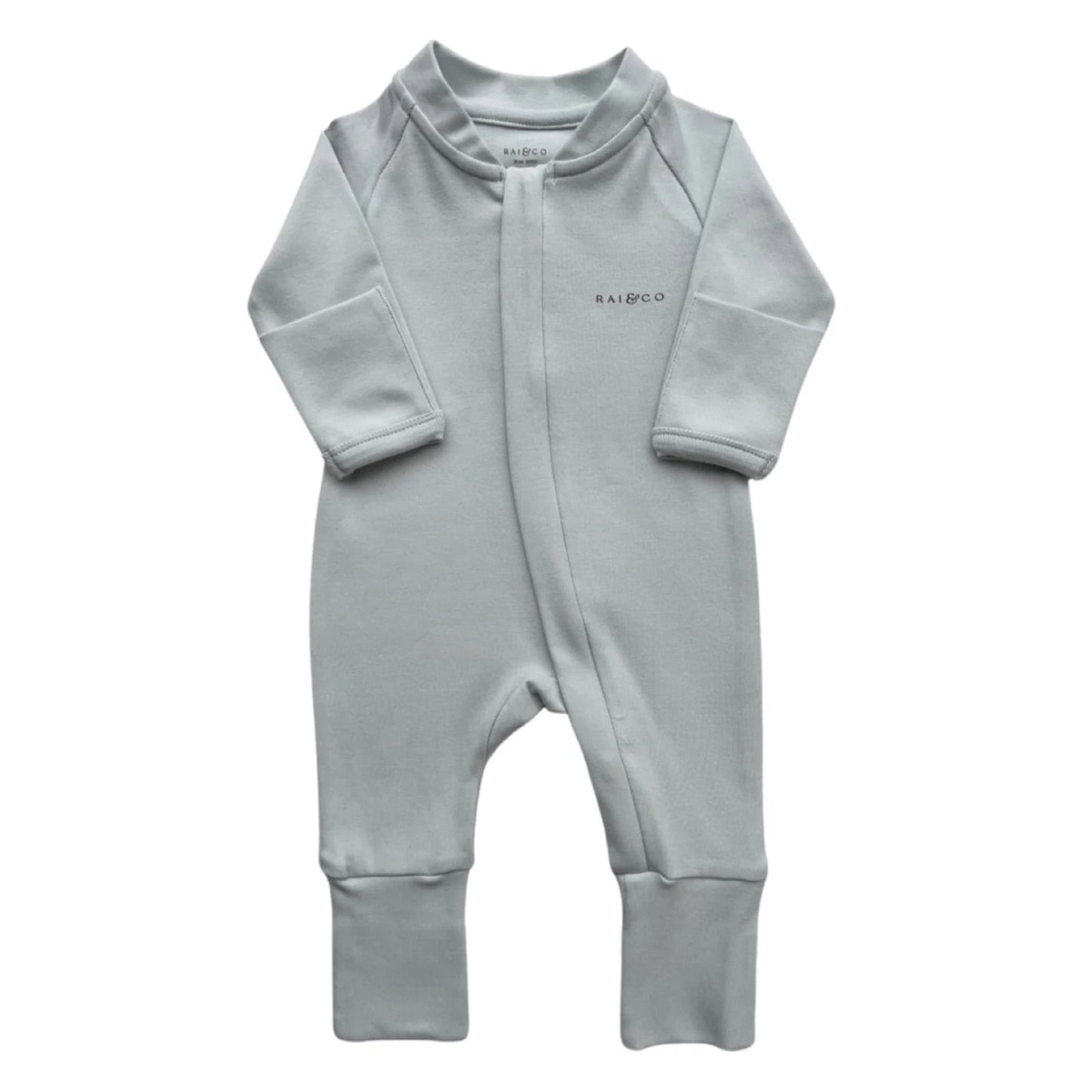 Apple Zip Onesie - Baby Blue