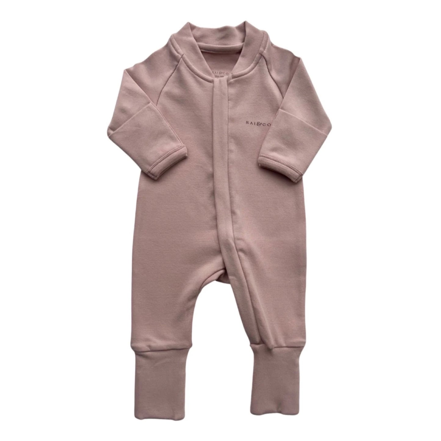 Apple Zip Onesie - Rose Pink