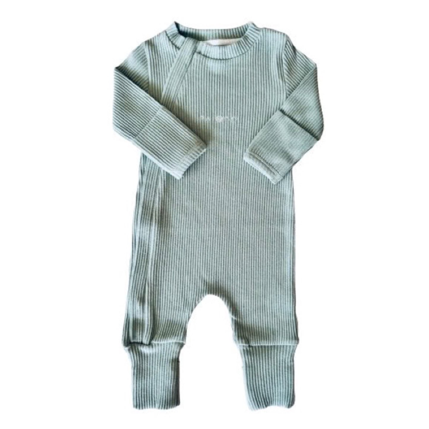 Ribbed Zip Onesie - Sage