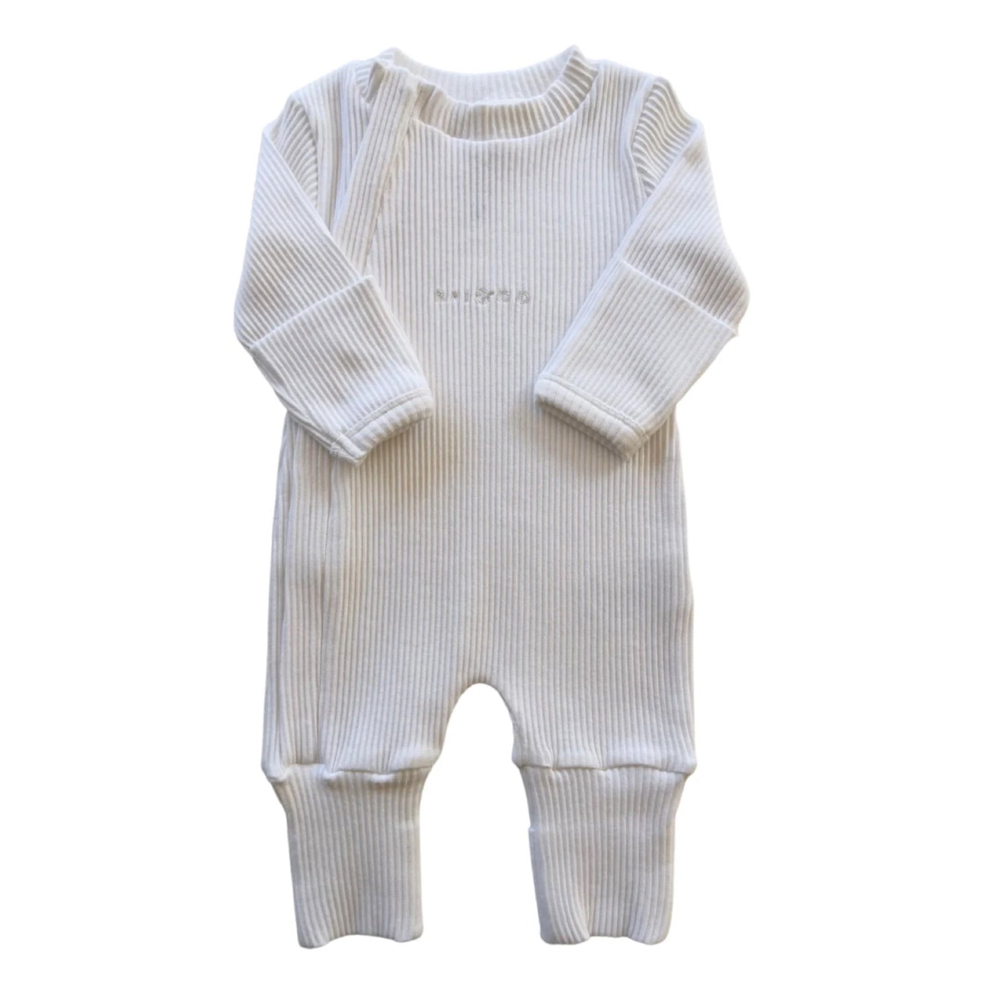 Ribbed Zip Onesie - White