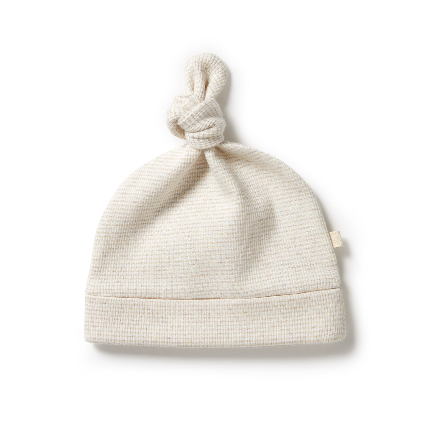 Oatmeal Organic Stripe Rib Knot Hat