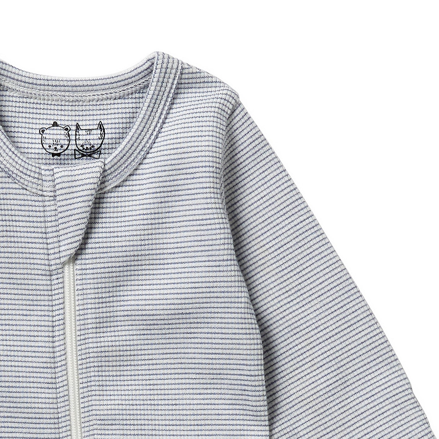 Rain Drop Organic Stripe Rib Zipsuit