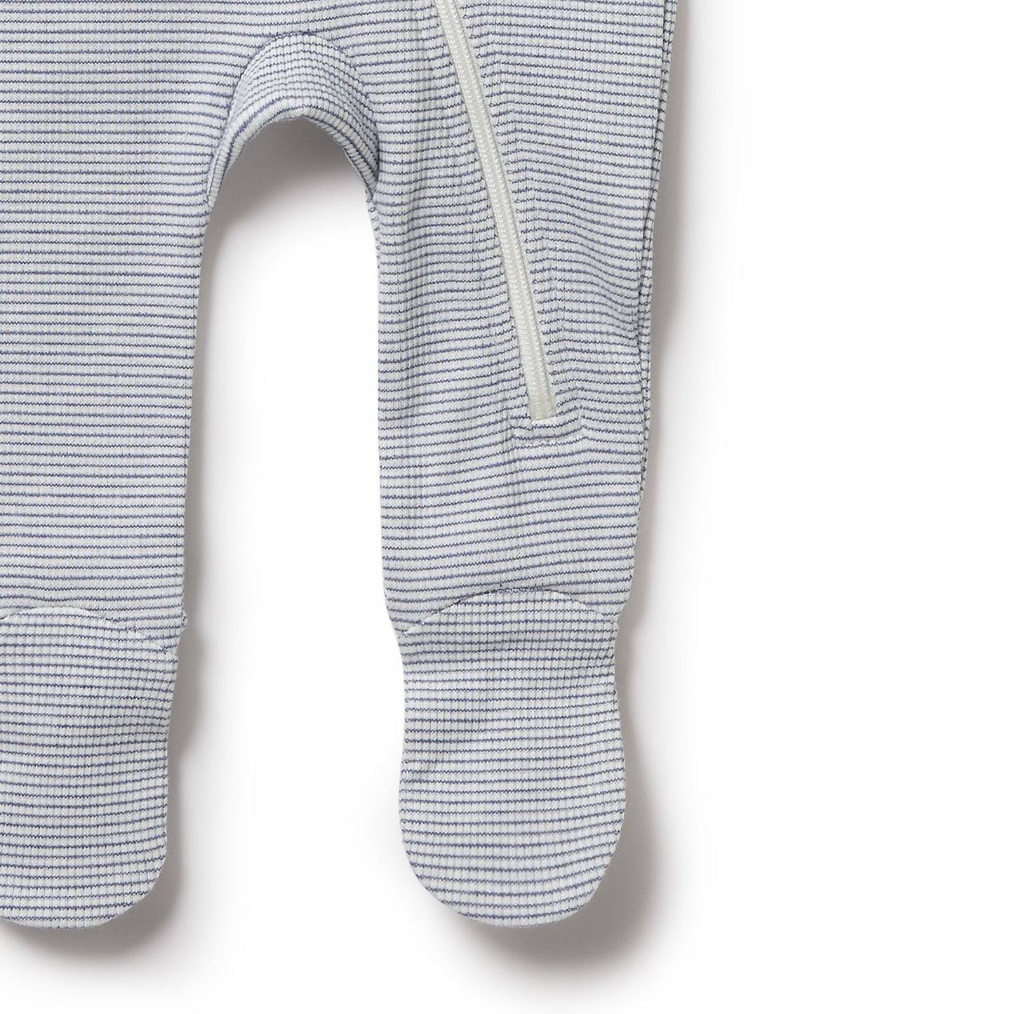 Rain Drop Organic Stripe Rib Zipsuit