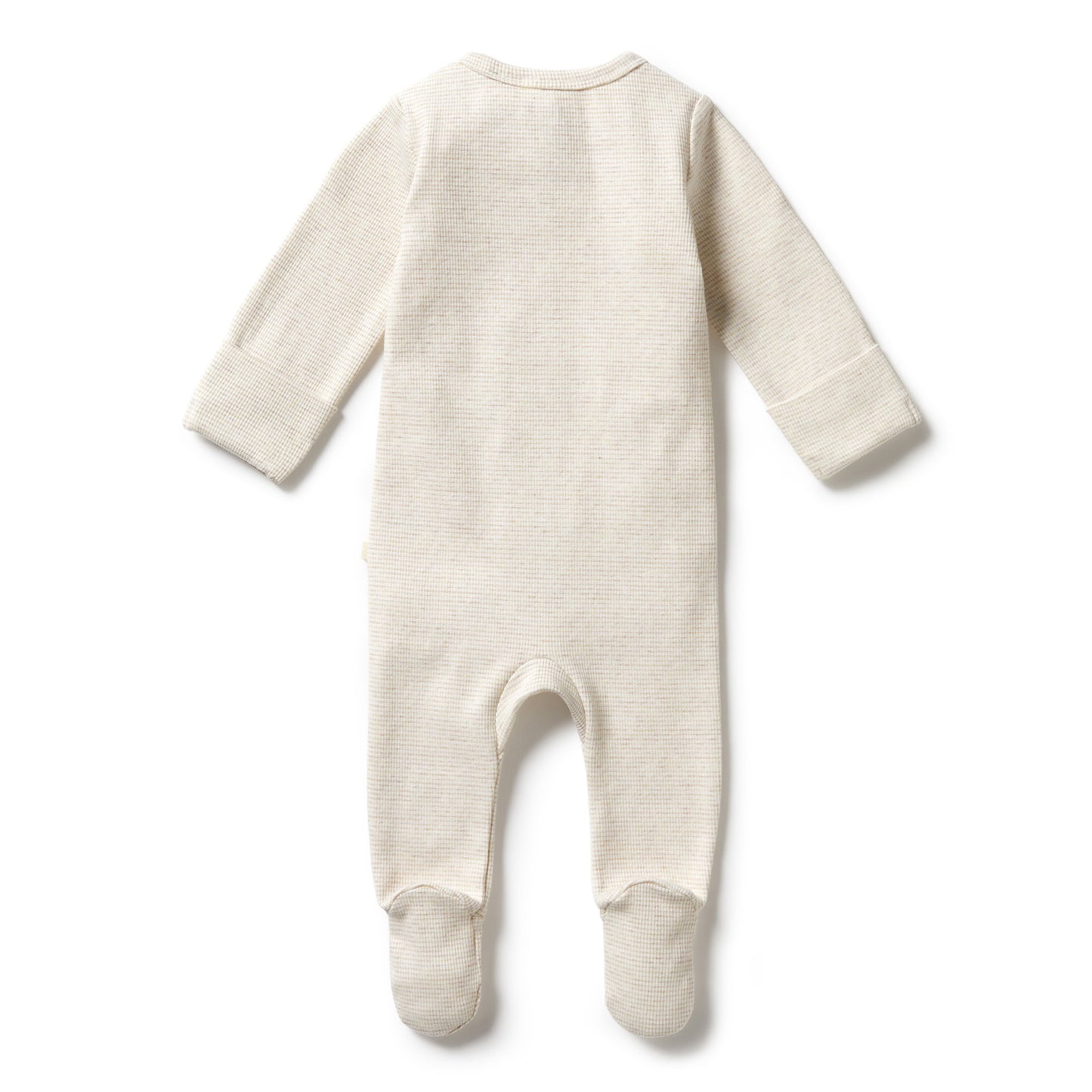 Oatmeal Organic Stripe Rib Zipsuit