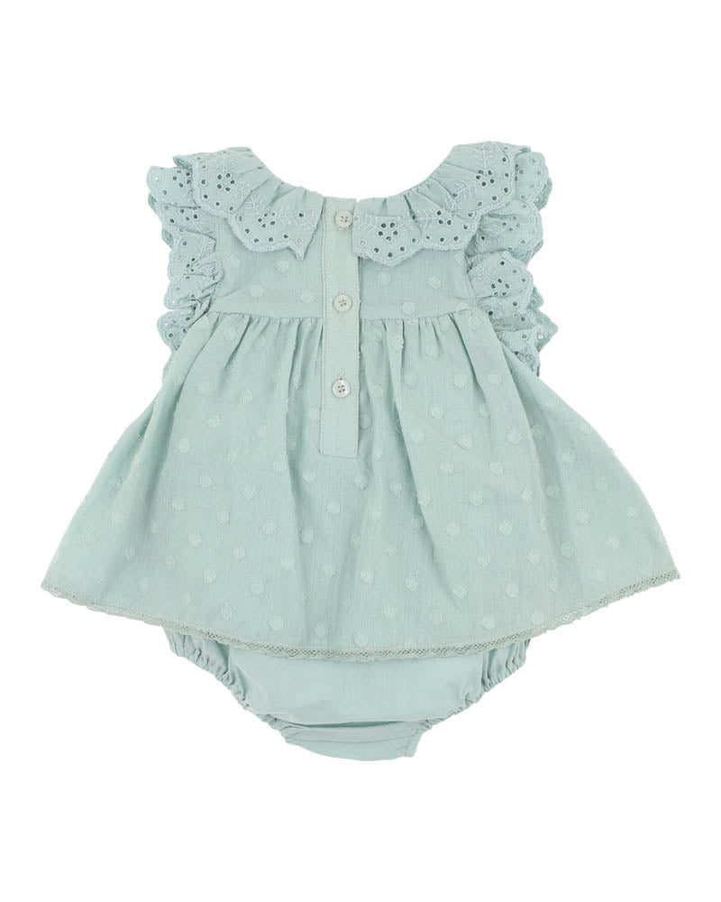 Anya Dobby Overlay Dress - Dusky Sage