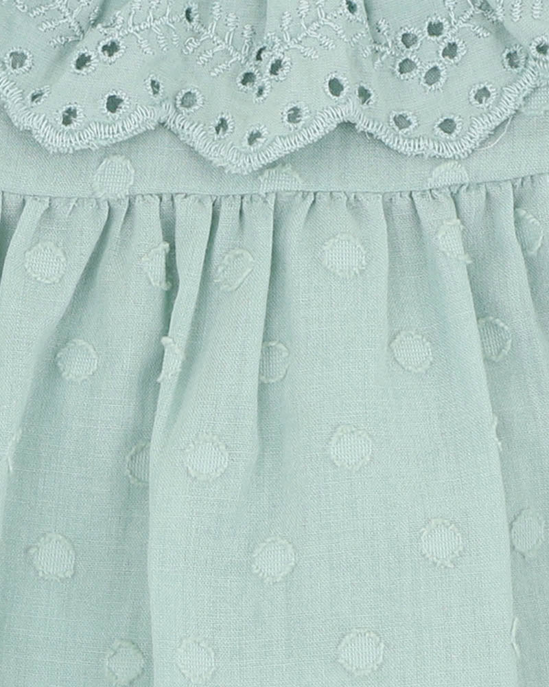 Anya Dobby Overlay Dress - Dusky Sage