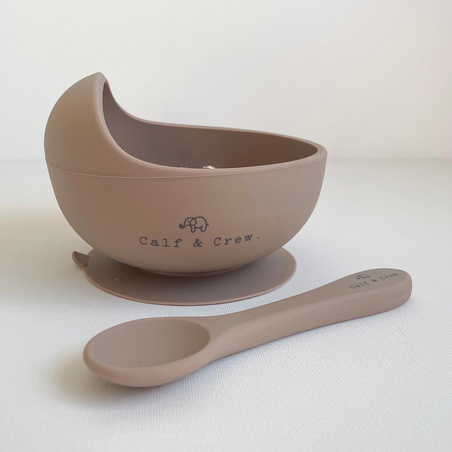 Silicone Suction Bowl w/ Beachwood Spoon Set (3 colour options)