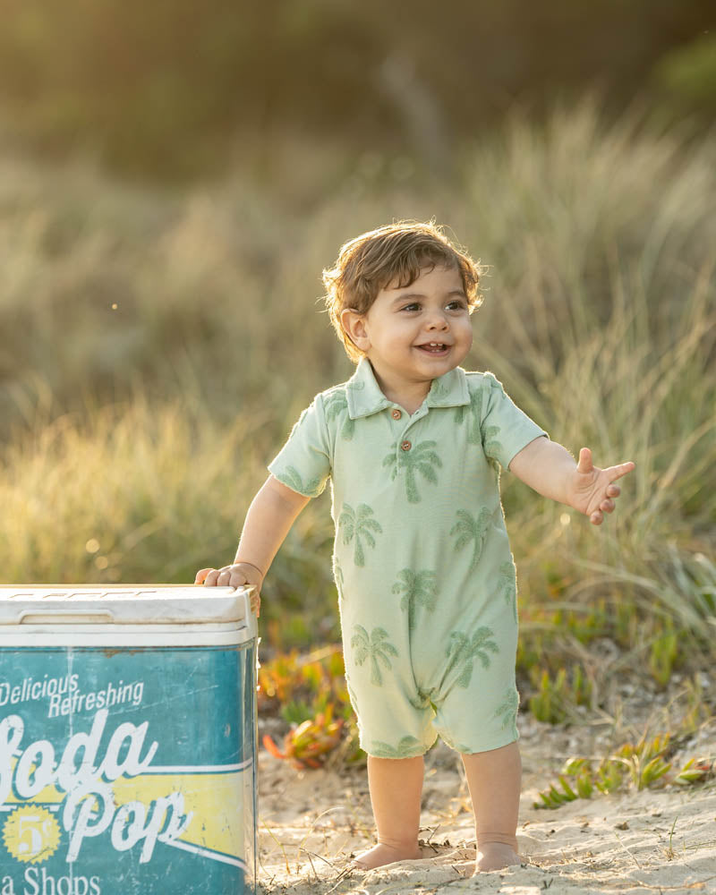 Ivan Tropical Trees Polo Romper