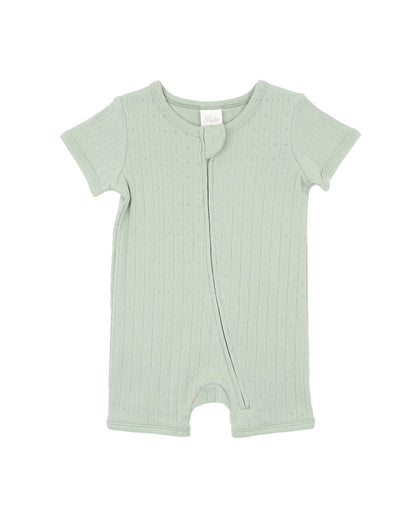 Sage Organic Pointelle SS Zipsuit