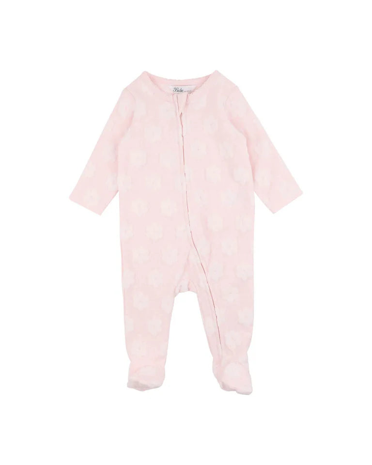 Pink Flower Organic Jacquard Onesie - Blossom