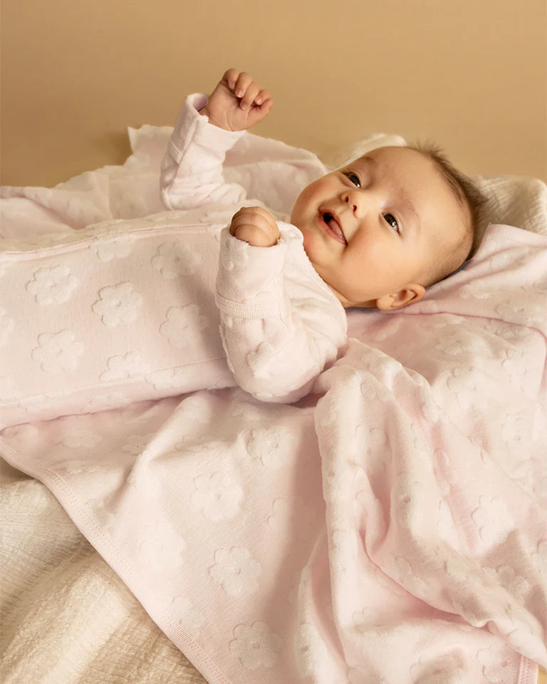 Pink Flower Organic Jacquard Onesie - Blossom