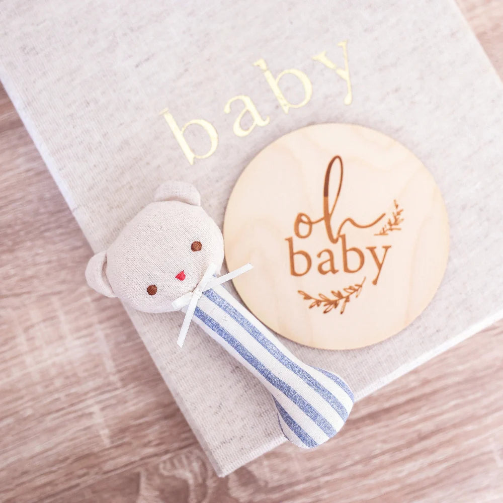 Ted Stick Rattle - Chambray Stripe