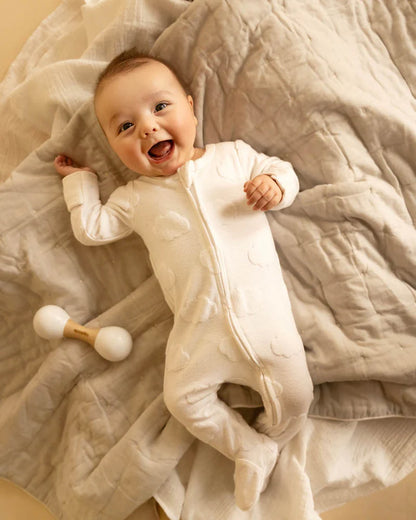 Cloud Organic Jacquard Onesie - Cloud
