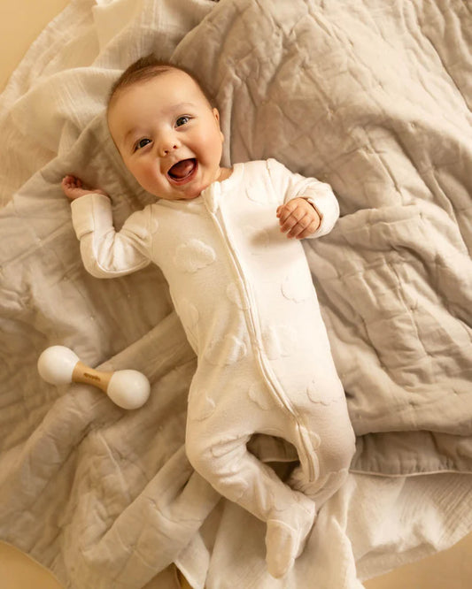 Cloud Organic Jacquard Onesie - Cloud