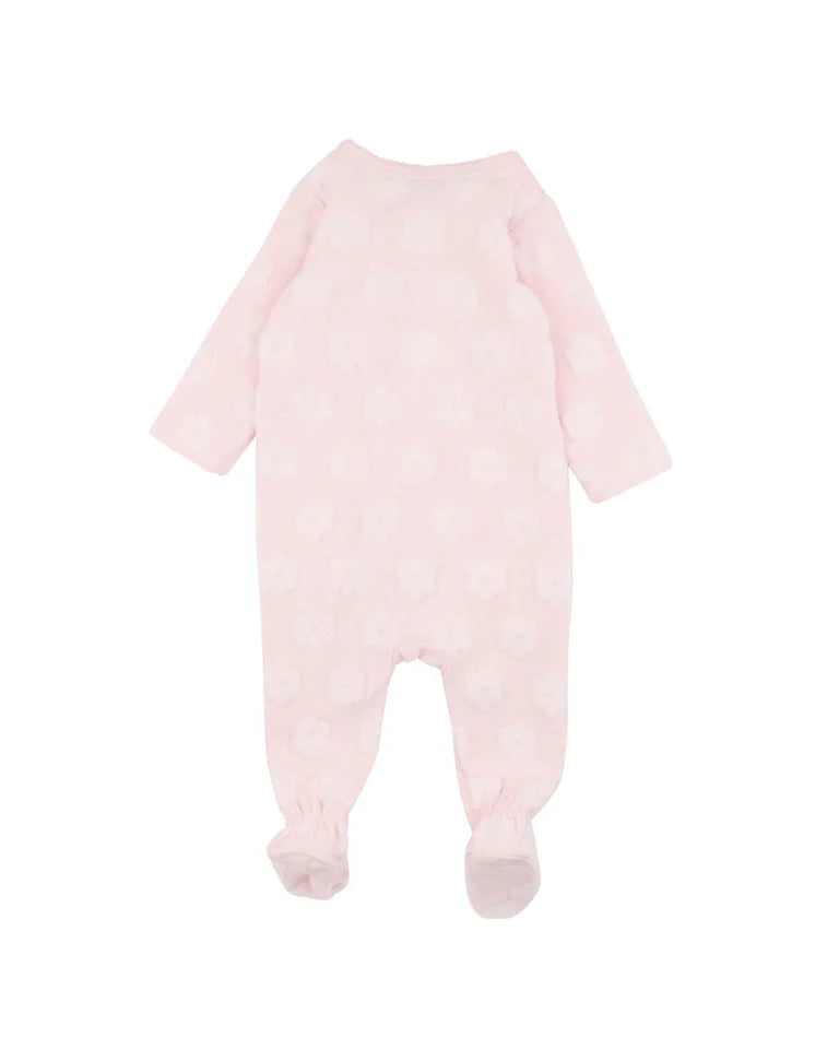 Pink Flower Organic Jacquard Onesie - Blossom