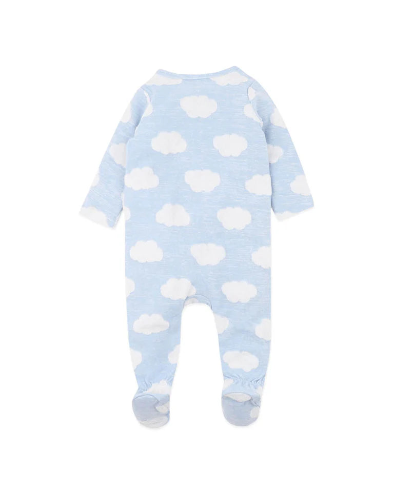 Blue Cloud Organic Jacquard Onesie - Pale Blue