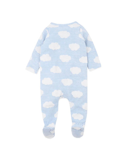 Blue Cloud Organic Jacquard Onesie - Pale Blue