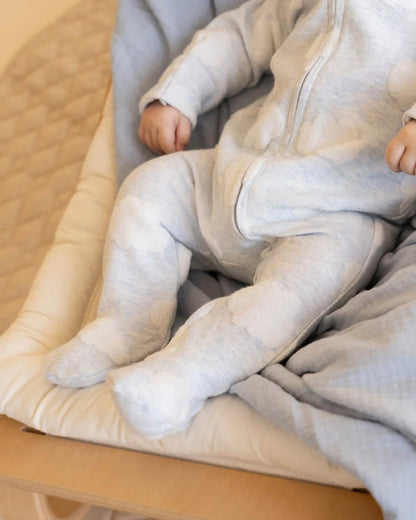 Blue Cloud Organic Jacquard Onesie - Pale Blue