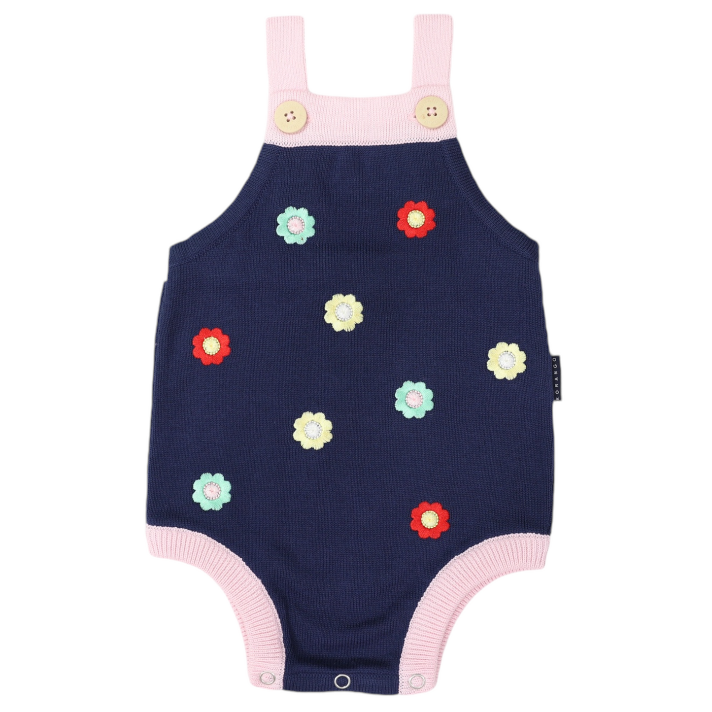 Flower Embroidered Knit Sunsuit