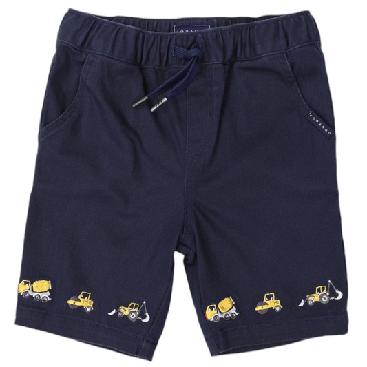 Trucks & Diggers Embroidered Twill Shorts