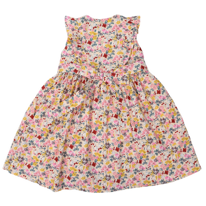 Hand Smocked Floral Dress - Pink