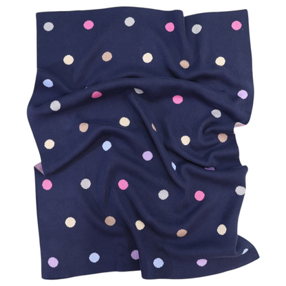 Polkadot Knit Blanket - Navy