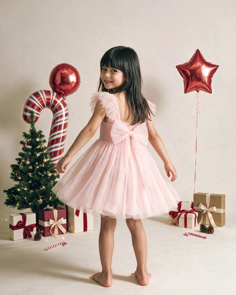 Festive Pink Glitter Tulle Dress (1-7y)