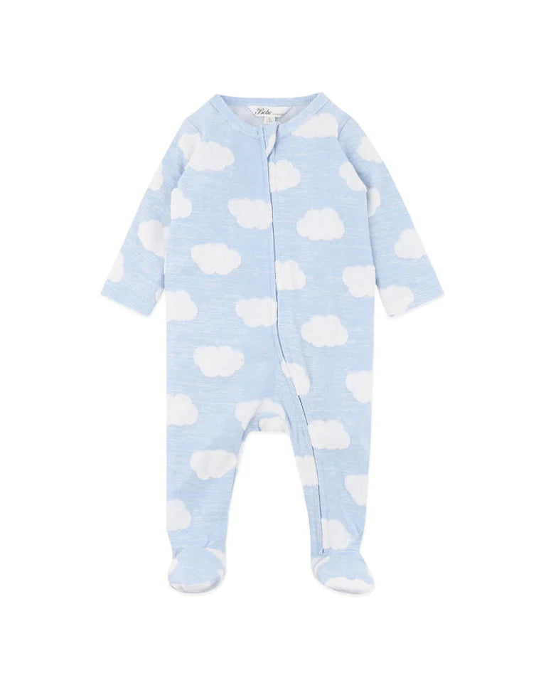 Blue Cloud Organic Jacquard Onesie - Pale Blue