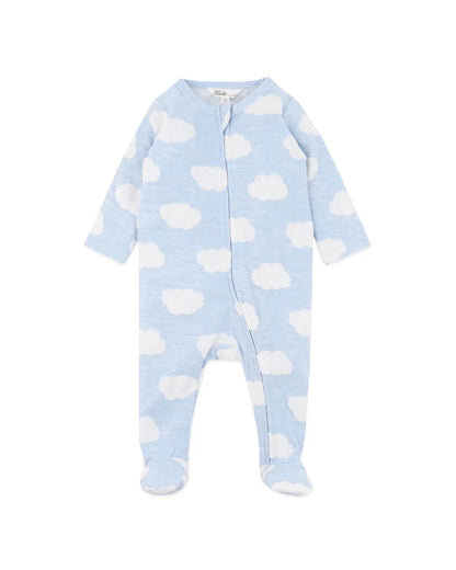 Blue Cloud Organic Jacquard Onesie - Pale Blue