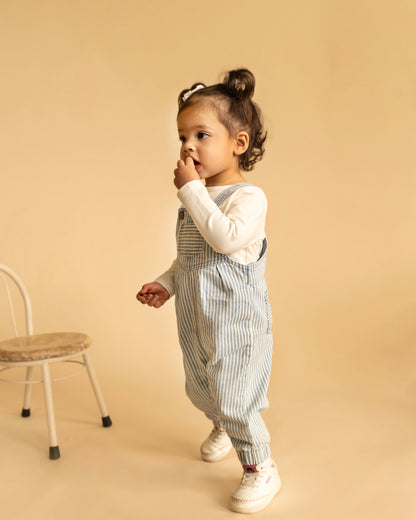 Winter Vacay Stripe Denim Overalls