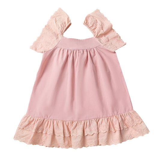 Frill Sleeve Dress - Dusty Pink