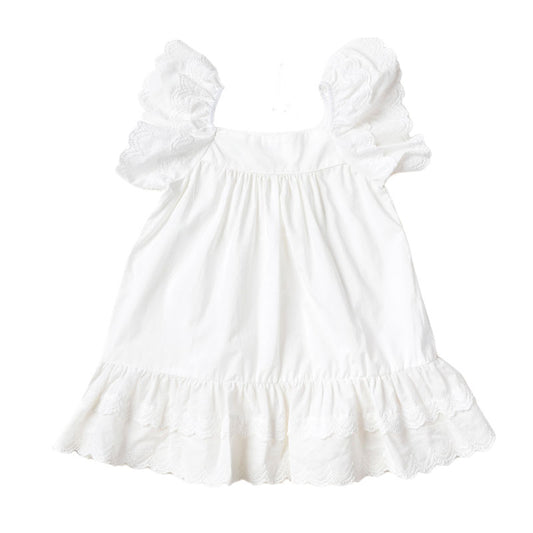 Frill Sleeve Dress - White