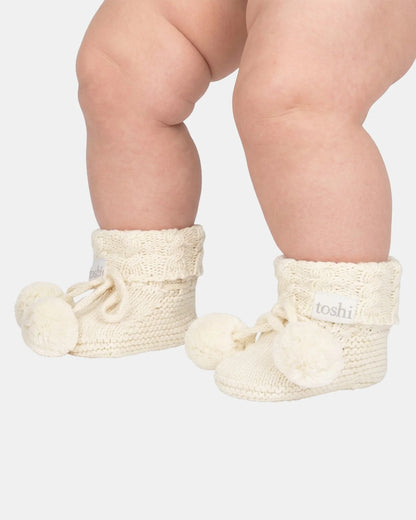Organic Baby Booties - Cream