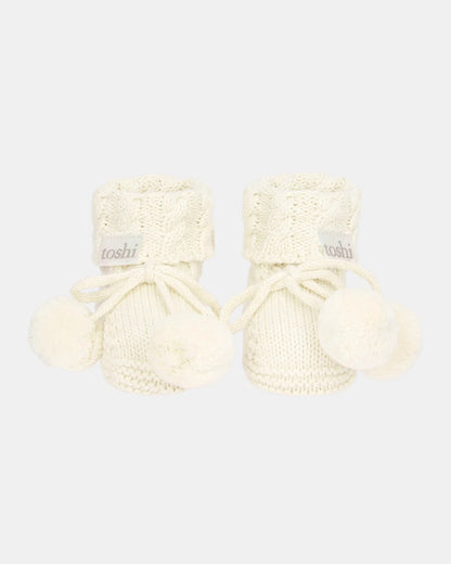 Organic Baby Booties - Cream