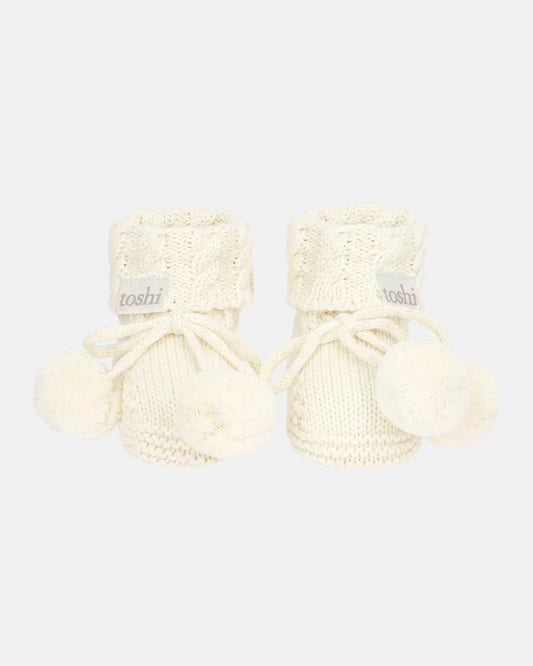 Organic Baby Booties - Cream