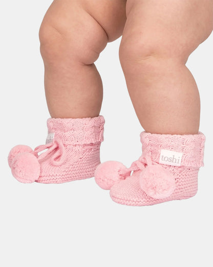 Organic Baby Booties - Misty Rose