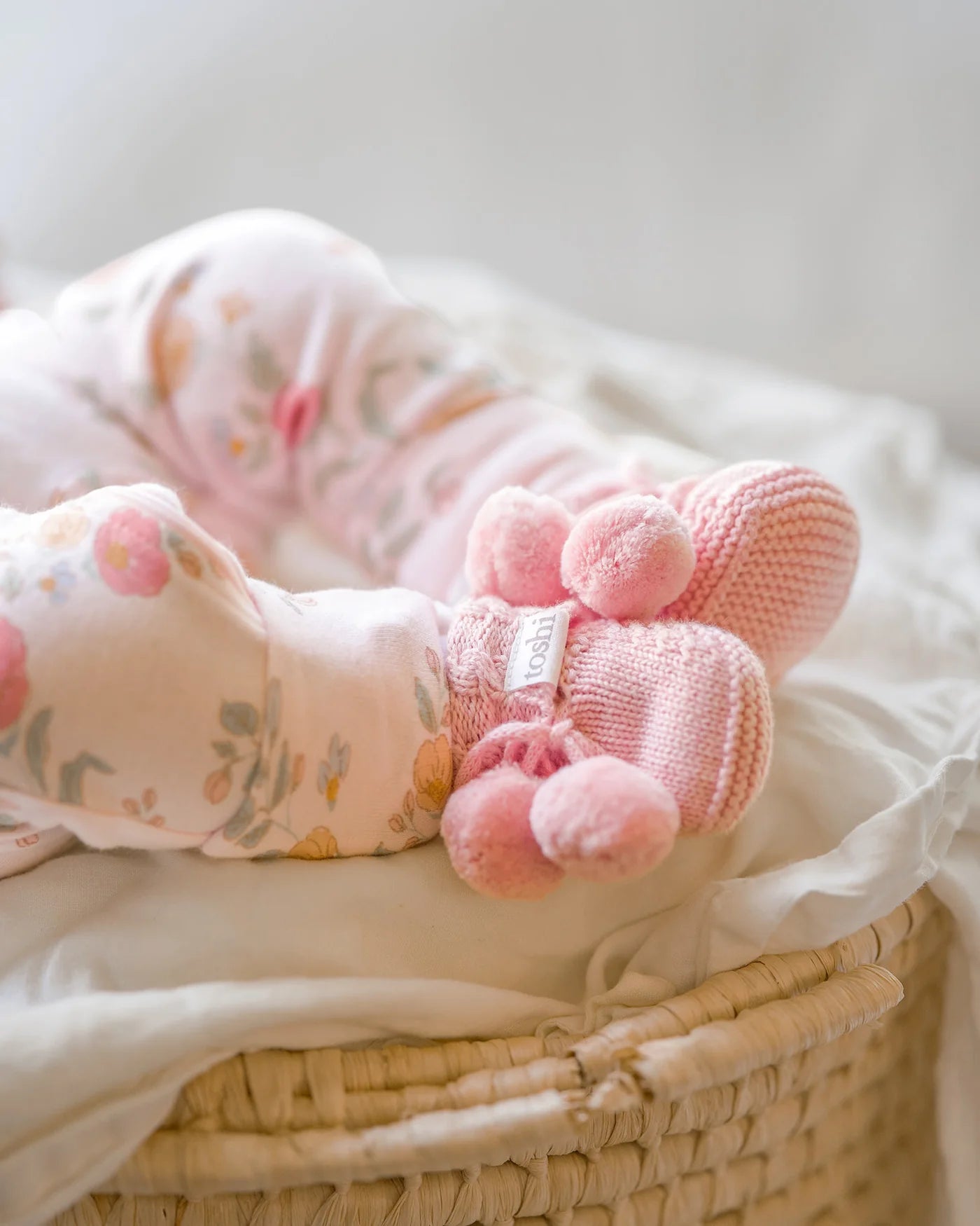 Organic Baby Booties - Misty Rose