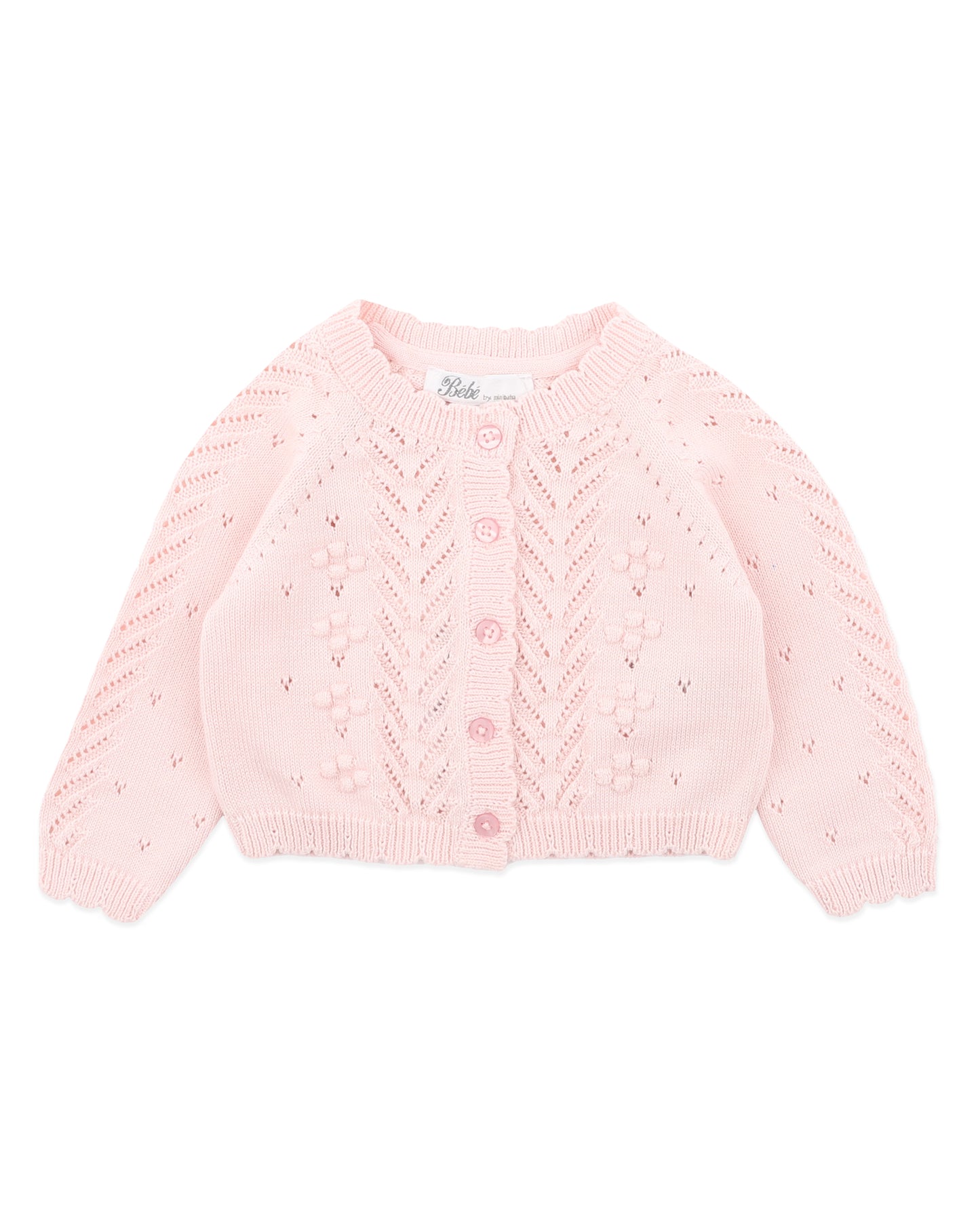 Organic Pointelle Cardi PALE PINK (0000 - 5y)