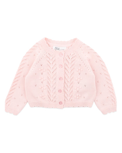 Organic Pointelle Cardi PALE PINK (0000 - 5y)