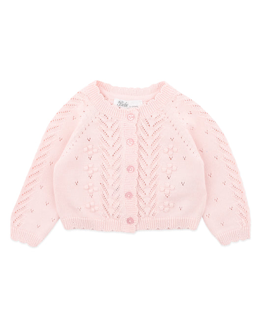 Organic Pointelle Cardi PALE PINK (0000 - 5y)