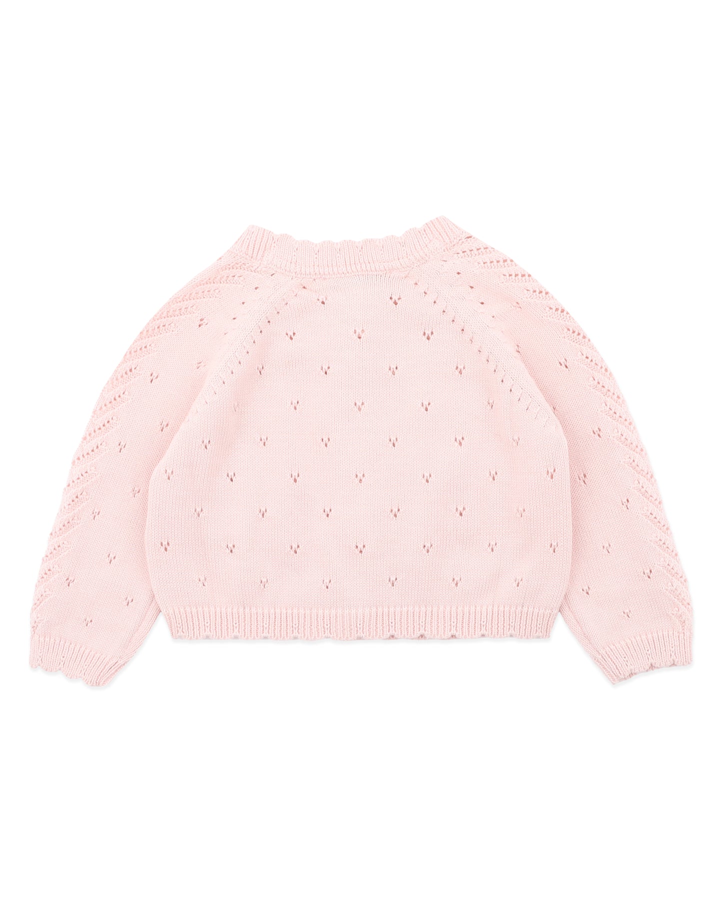 Organic Pointelle Cardi PALE PINK (0000 - 5y)