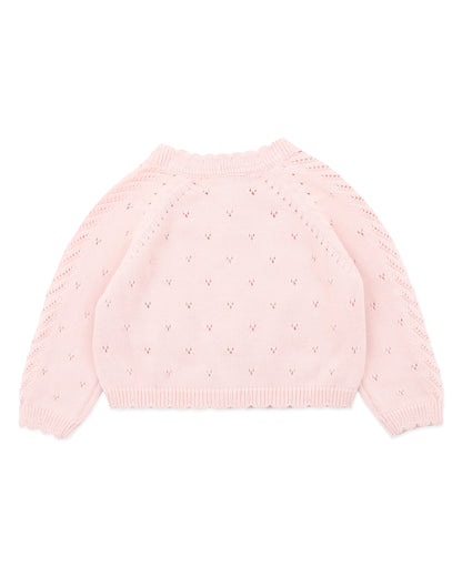 Organic Pointelle Cardi PALE PINK (0000 - 5y)