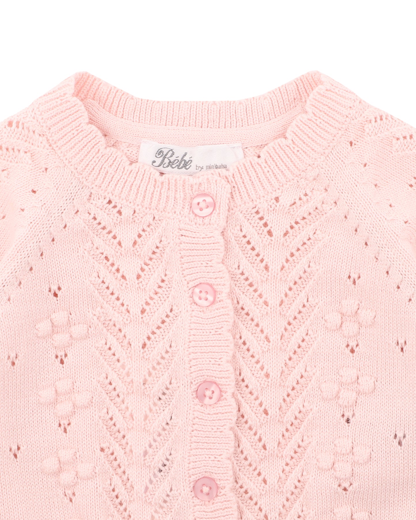 Organic Pointelle Cardi PALE PINK (0000 - 5y)