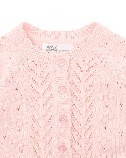 Organic Pointelle Cardi PALE PINK (0000 - 5y)